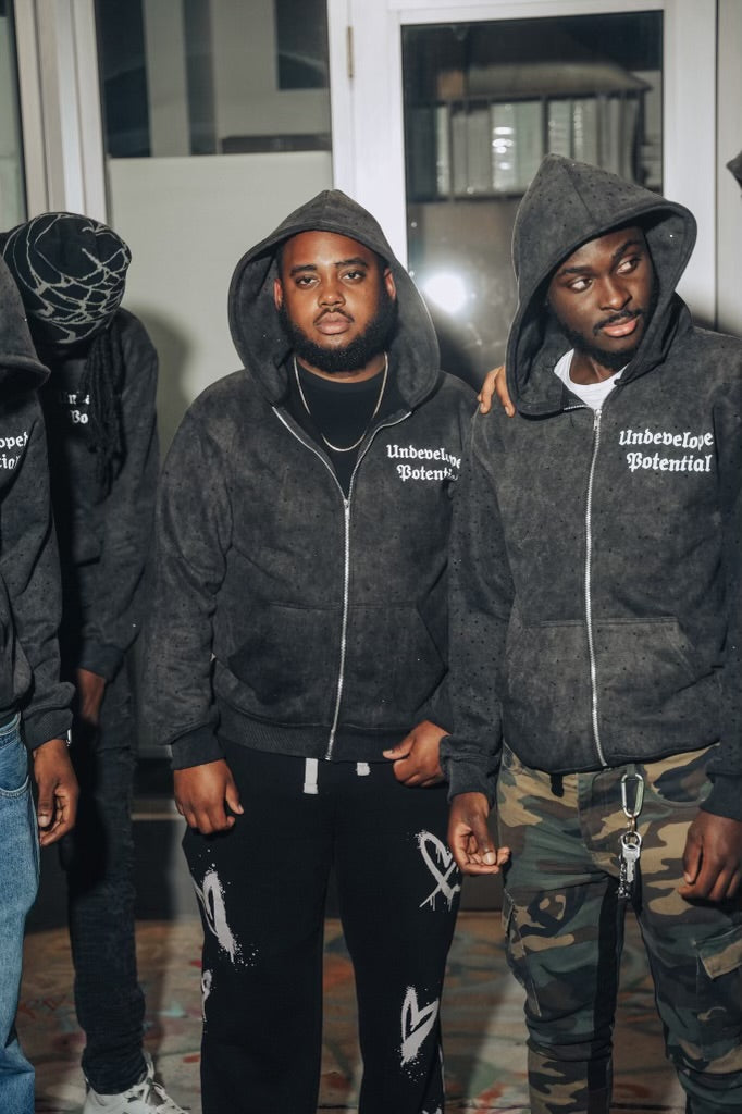 Heavyweight Washed Black Zip Up Hoodie