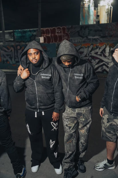 Heavyweight Washed Black Zip Up Hoodie