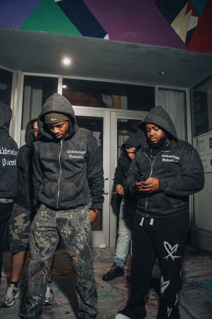 Heavyweight Washed Black Zip Up Hoodie