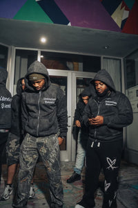 Heavyweight Washed Black Zip Up Hoodie